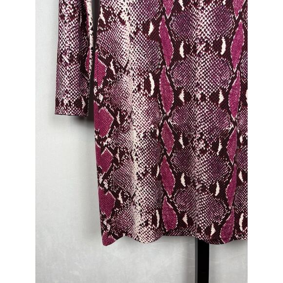 Diane von Furstenberg Purple Snake Print Reina Long Sleeve Dress Silk Sz 6 - Picture 9 of 14